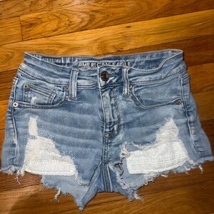 American Eagle Outfitters Light Blue Distressed Jean Shorts